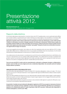 Presentazione Attività 2012