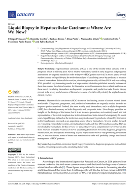 Liquid Biopsy in Hepatocellular Carcinoma: Where Are We Now?