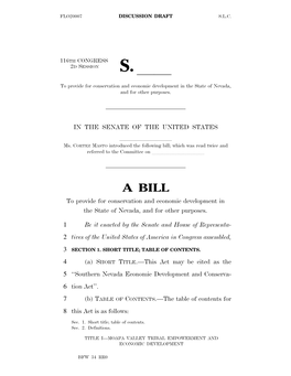 The Discussion Draft of the Southern Nevada Economic