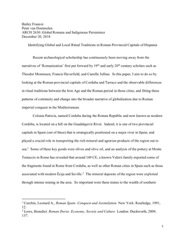 Identifying Global and Local Ritual Traditions in Roman Provincial Capitals of Hispania