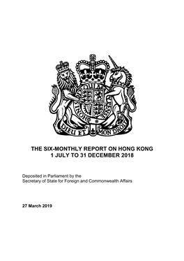 Six-Monthly Report on Hong Kong 1 July to 31 December 2018