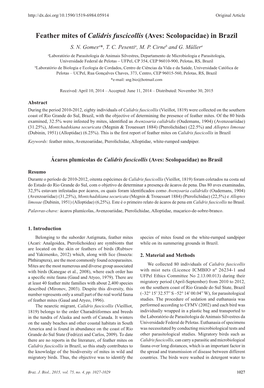 Feather Mites of Calidris Fuscicollis (Aves: Scolopacidae) in Brazil S