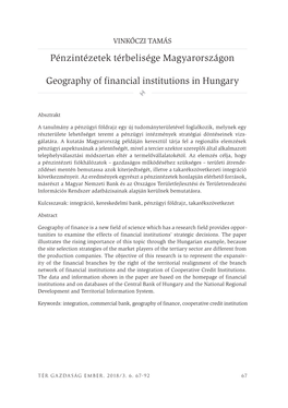 Pénzintézetek Térbelisége Magyarországon