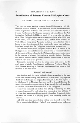 Distribution of Tristeza Virus in Philippine Citrus