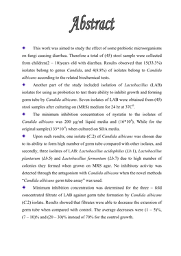 Candida Albicans According to the Related Biochemical Tests