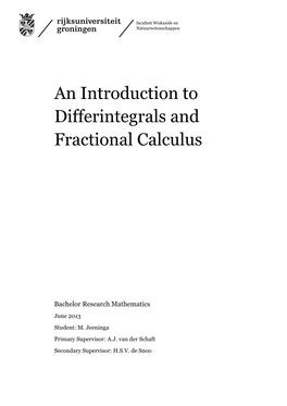 An Introduction to Differintegrals and Fractional Calculus