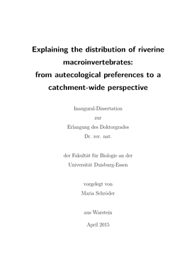 Explaining the Distribution of Riverine Macroinvertebrates: from Autecological Preferences to a Catchment-Wide Perspective