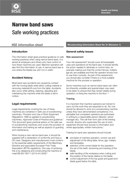 Narrow Band Saws: Safe Working Practices WIS31