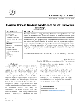 Classical Chinese Gardens: Landscapes for Self-Cultivation