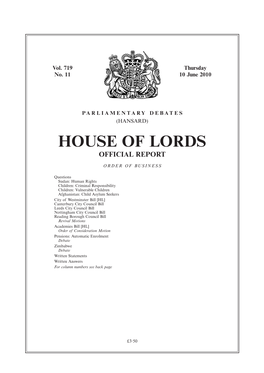 House of Lords Official Report