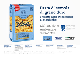 Pasta Di Semola Di Grano Duro Prodotta Nello Stabilimento Di Marcianise