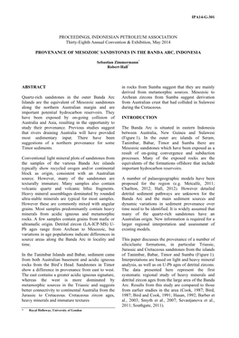 Provenance of Mesozoic Sandstones in the Banda Arc Indonesia