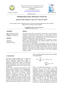 Modeling Hyperelastic Materials by MATLAB