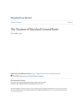 The Taxation of Maryland Ground Rents, 3 Md