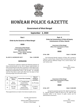 Howrah City Police Gazette, August 1, 2011