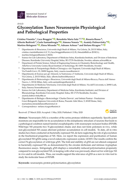 Glycosylation Tunes Neuroserpin Physiological and Pathological Properties