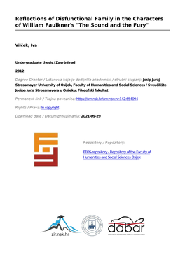 Reflections of Disfunctional Family in the Characters of William Faulkner's "The Sound and the Fury"