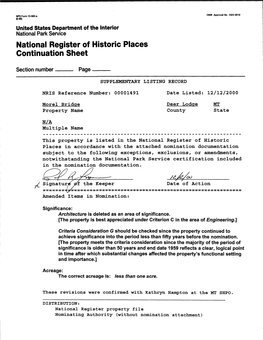 National Register of Historic Places Continuation Sheet