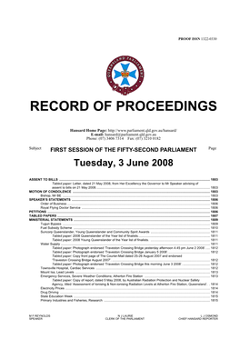 Record of Proceedings