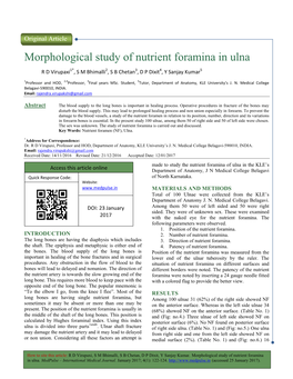 Ological Study of Nutrient Foramina in Ulna