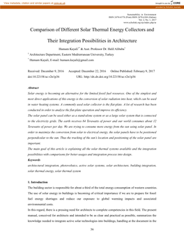 Comparison of Different Solar Thermal Energy Collectors and Their