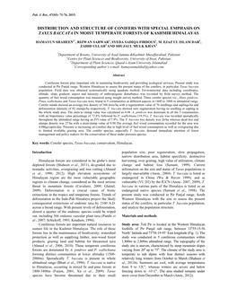 Distribution and Structure of Conifers with Special Emphasis on Taxus Baccata in Moist Temperate Forests of Kashmir Himalayas