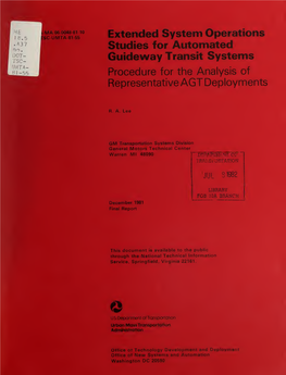 Procedure for the Analysis of Representative AGT Deployments