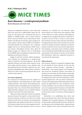 MICE TIMES Rare Diseases – a Widespread Problem Rare Diseases Are Not Rare