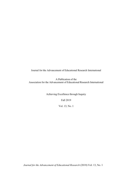 Journal for the Advancement of Educational Research (2019) Vol