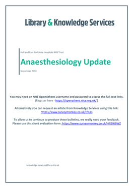 Anaesthesiology Update