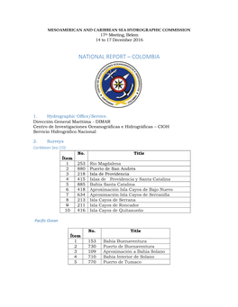 National Report – Colombia