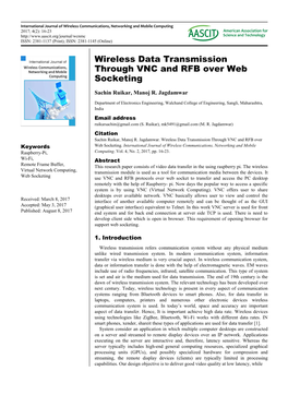 Wireless Data Transmission Through VNC and RFB Over Web Socketing