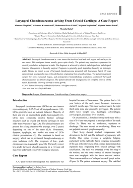 Laryngeal Chondrosarcoma Arising from Cricoid Cartilage: a Case Report