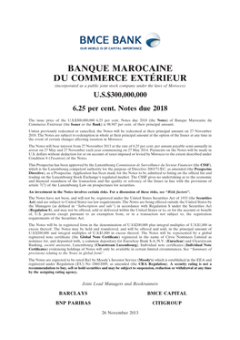Banque Marocaine Du Commerce Exte´Rieur (The Issuer Or the Bank)Is98.947 Per Cent