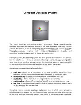 Computer Operating Systems