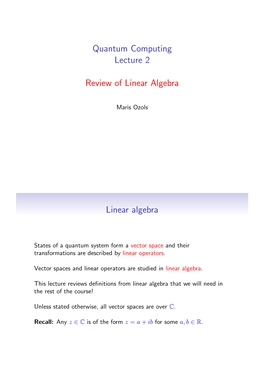 Review of Linear Algebra