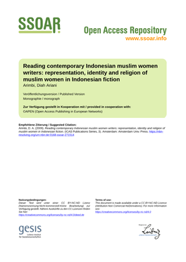 Representation, Identity and Religion of Muslim Women in Indonesian Fiction Arimbi, Diah Ariani