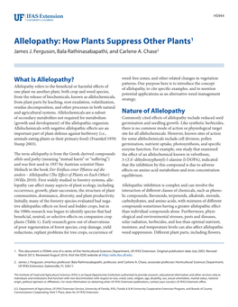 Allelopathy: How Plants Suppress Other Plants1 James J