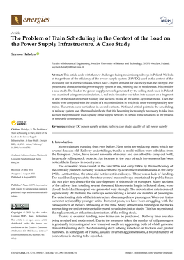 The Problem of Train Scheduling in the Context of the Load on the Power Supply Infrastructure. a Case Study