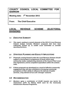 Local Revenue Scheme (Electoral Divisions)