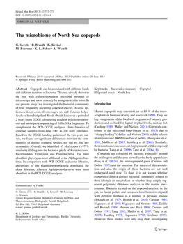 The Microbiome of North Sea Copepods