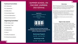 SUMMER SCHOOL on MACHINE LEARNING 2021(Online)