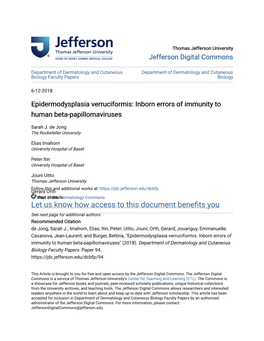 Inborn Errors of Immunity to Human Beta-Papillomaviruses