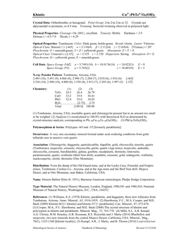 Khinite Cu 3Pbte O6(OH)2