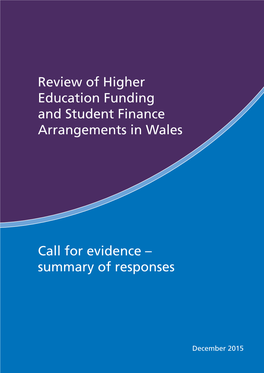 Call for Evidence – Summary of Responses Review of Higher