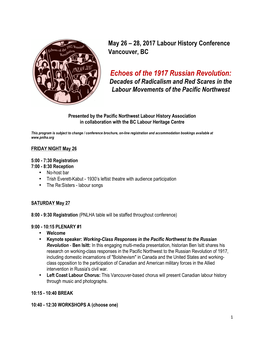 Echoes of the 1917 Russian Revolution: Decades of Radicalism and Red Scares in the Labour Movements of the Pacific Northwest