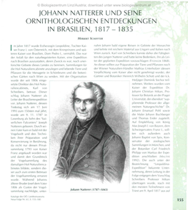 Johann Natterer Und Seine Ornithologischen Entdeckungen in Brasilien, 1817-1835