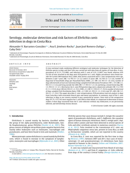 Serology, Molecular Detection and Risk Factors of Ehrlichia Canis Infection in Dogs in Costa Rica