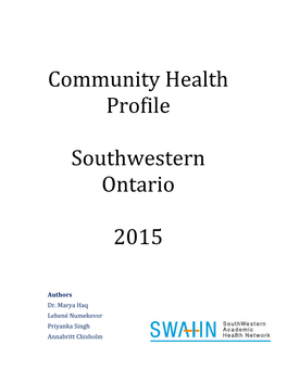Community Health Profile for Southwestern Ontario