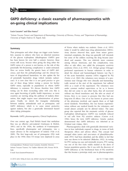 G6PD Deficiency: a Classic Example of Pharmacogenetics with Ongoing Clinical Implications